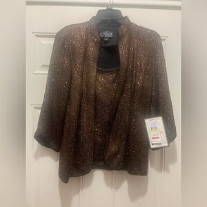 Alex Evenings Bronze Shimmer Jacket and Top Set